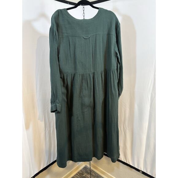 Madewell Lightspun Button Front Midi Dress Green Women’s 14 NWT Lagenlook Gauze - Picture 3 of 13